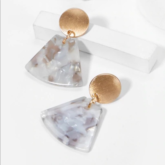 Anthropologie Jewelry - LAST SET Gold + Marble Pendent Statement Earrings